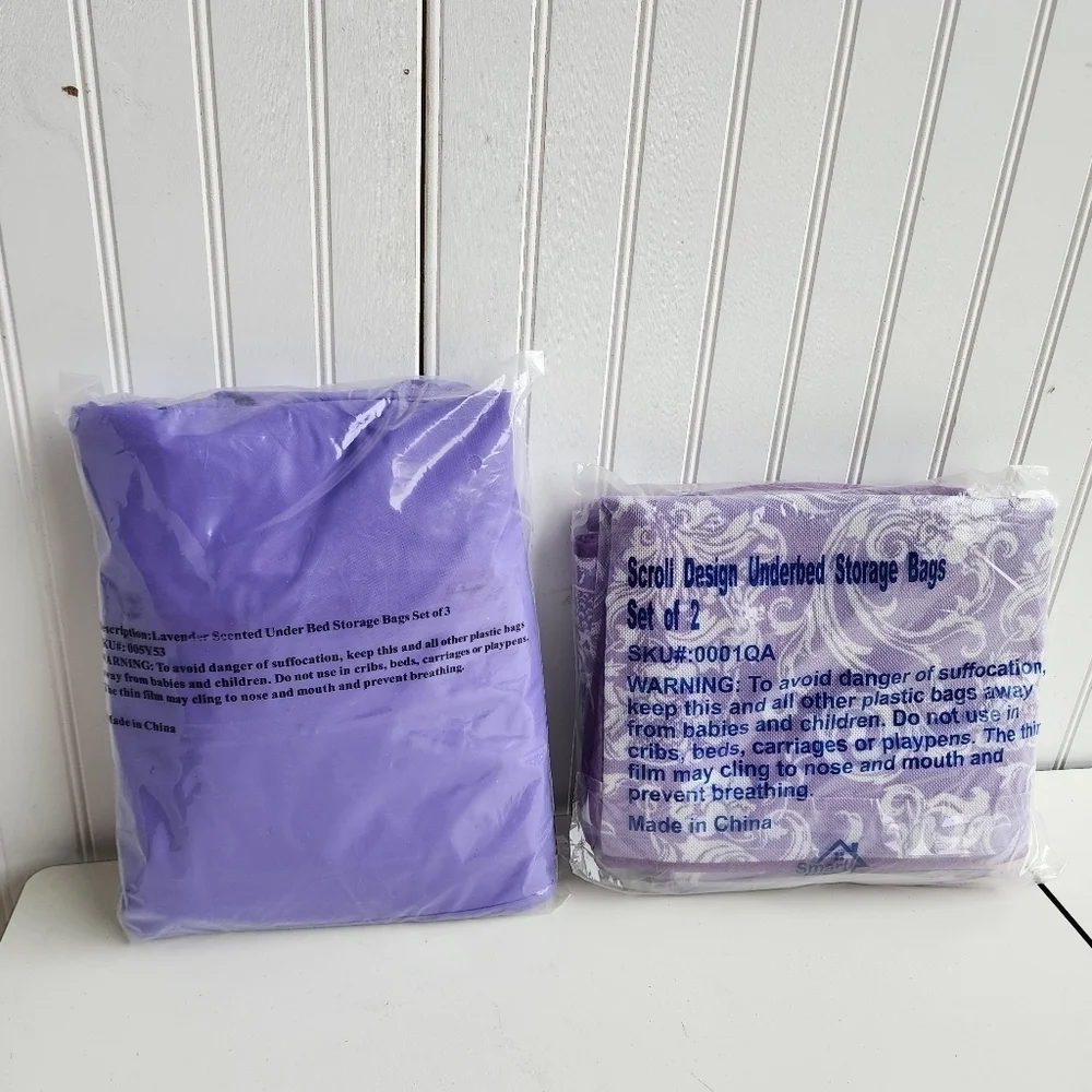 Set Of 5 Smart Home Essentials For Living Underbed Storage Bags Scroll Design